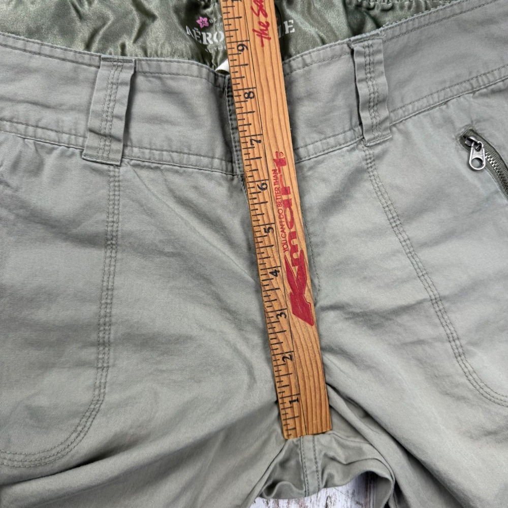 VTG Y2K Aeropostale 7/8 Green Cargo Pants Wide Leg Utility Baggy Steetwear - Picture 10 of 12